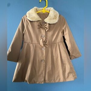 SHEIN Tan Kids Coat with Faux Fur Collar